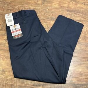DICKIES MEN'S WORK PANTS 46X32 874 NAVY BLUE ORIGINAL CLASSIC FLEX NWT